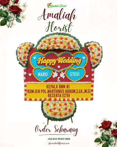 Karangan Papan Bunga Pernikahan di Malasari